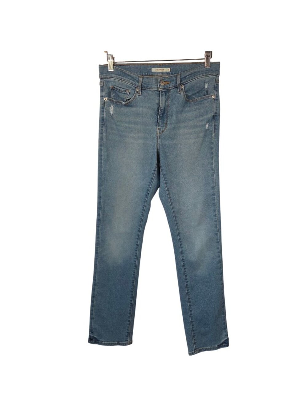 Levis Classic Straight Light Wash Distressed Denim Jeans Size 8